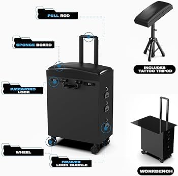 Amazon.com: Tattoo Travel Case Tattoo Trolley Case Portable Tattoo
